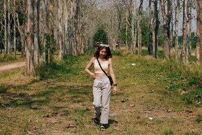 Girl in flower garden