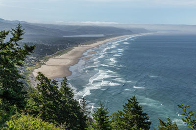 High angle view of sea against sky
