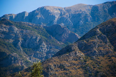 Scenic view of mountains against clear sky