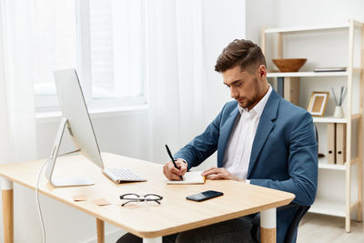 Businessman working at office