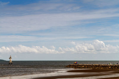 Scenic view of sea against cloudy sky