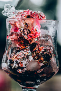 Close-up of ice cream glass