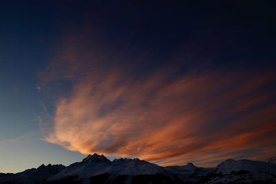 Scenic view of mountains against sky during sunset