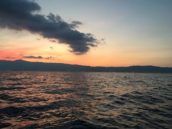 Scenic view of sea during sunset