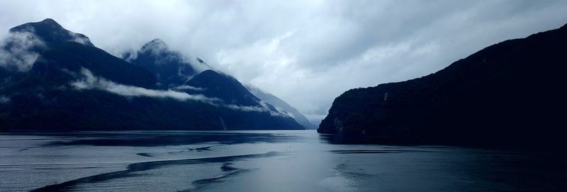 Scenic view of lake against sky during winter