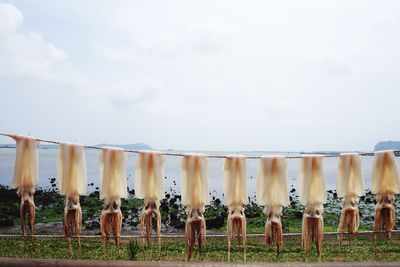 Scenic view of field against cloudy sky