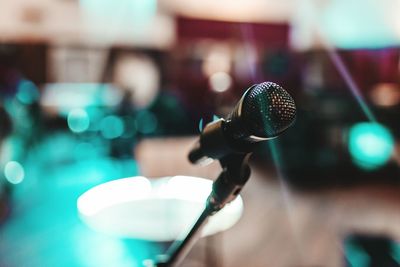 Close-up of microphone at popular music concert