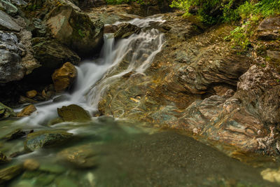 Stream flowing through rocks in forest