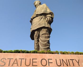 Low angle view of statue against clear sky