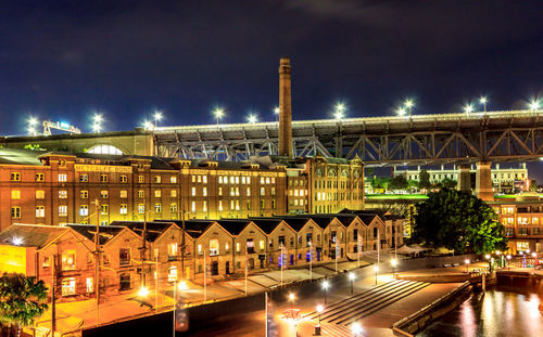 Illuminated city at night