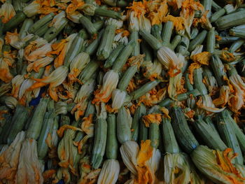 High angle view of vegetables for sale in market