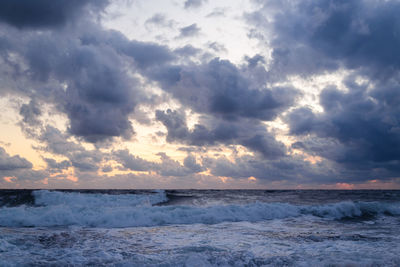 Scenic view of sea against sky during sunset