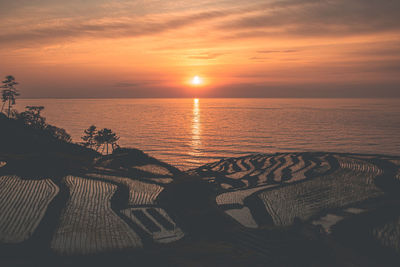 Scenic view of sea against sky during sunset