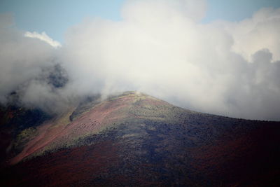 Panoramic view of volcanic landscape against sky