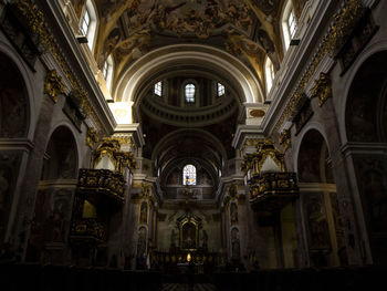 Low angle view of ornate ceiling in a ljubljana church 