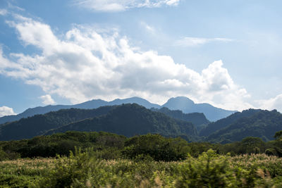 Scenic view of mountains against sky