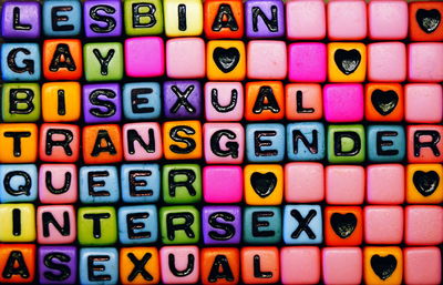 Full frame shot of colorful toy blocks with text