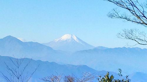 Scenic view of mountains against clear sky