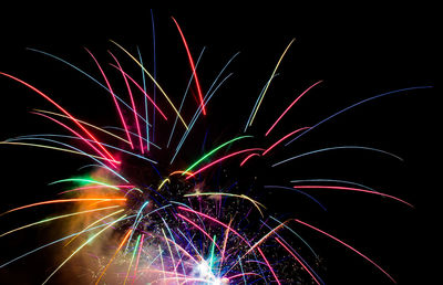 Firework display at night