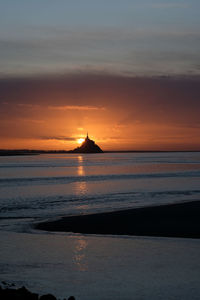 Scenic view of sea against sky during sunset