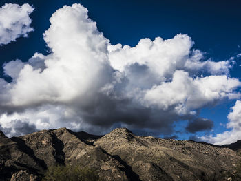 Scenic view of mountains against cloudy sky