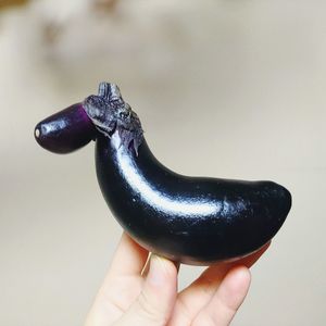 Close-up of hand holding eggplant