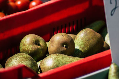 Close-up of apples in container