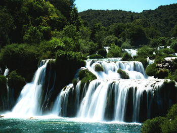 Scenic view of waterfall in forest