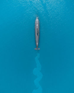 Aerial view of submarine in sea