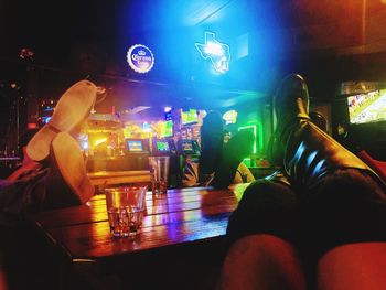 Low section of people at restaurant