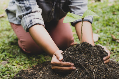 Midsection of woman gardening