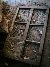 High angle view of rusty metal