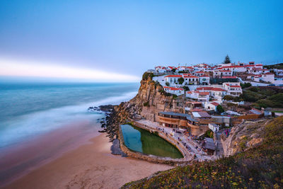 Scenic view of sea against clear sky