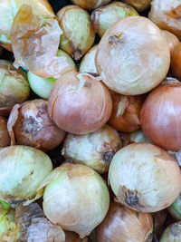 Full frame shot of onions for sale at market stall