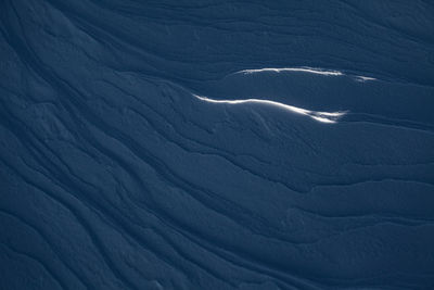 High angle view of snow on landscape