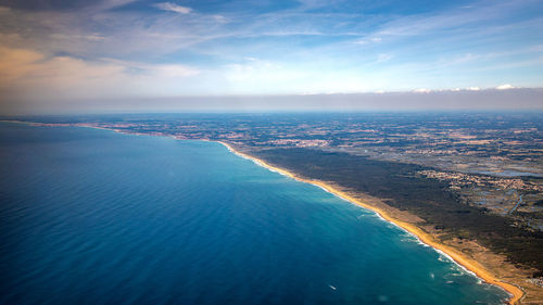 Aerial view of sea against sky