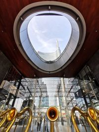 Low angle view of skylight in building