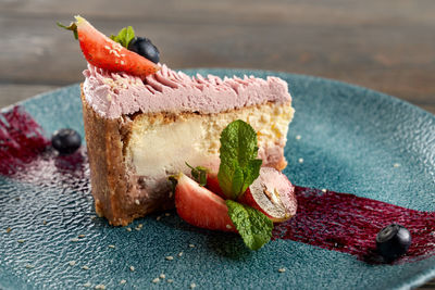 Close-up of dessert on table