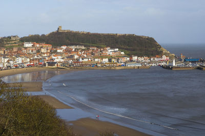 Scenic view of sea against sky at scarborough bay, north yorkshire