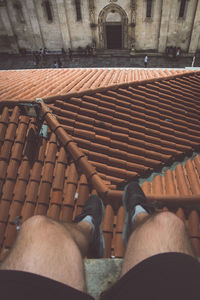 Low section of man standing on floor