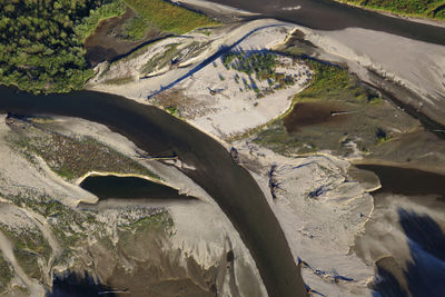 Aerial photo of gravel bars on the drava river