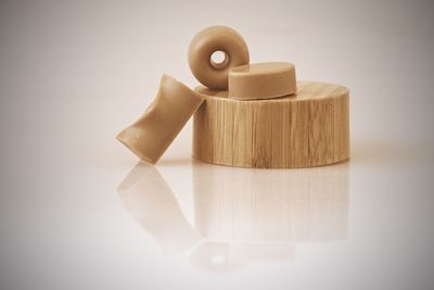 High angle view of coffee on table against white background