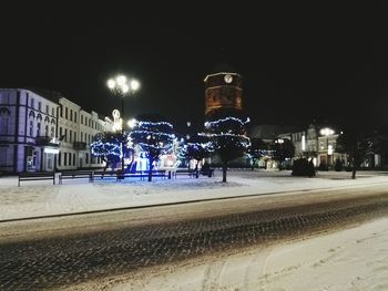 Illuminated city at night