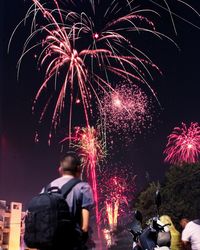 Firework display at night