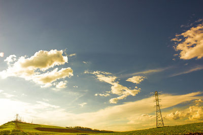 Low angle view of landscape against sky