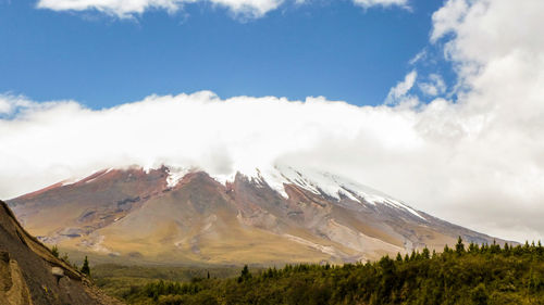 Scenic view of cotopaxi mountain against sky