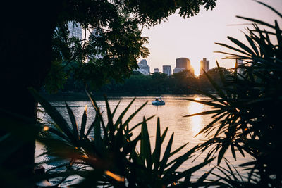 View of city at sunset