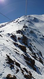 Scenic view of snowcapped mountains against clear sky