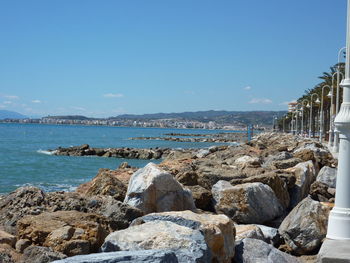 Scenic view of sea against clear sky