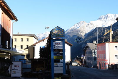 Town against clear sky